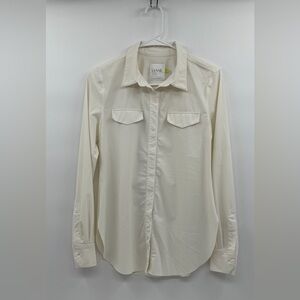 Lysse Ivory Button Down Blouse Women’s Small Stretch Long Sleeve